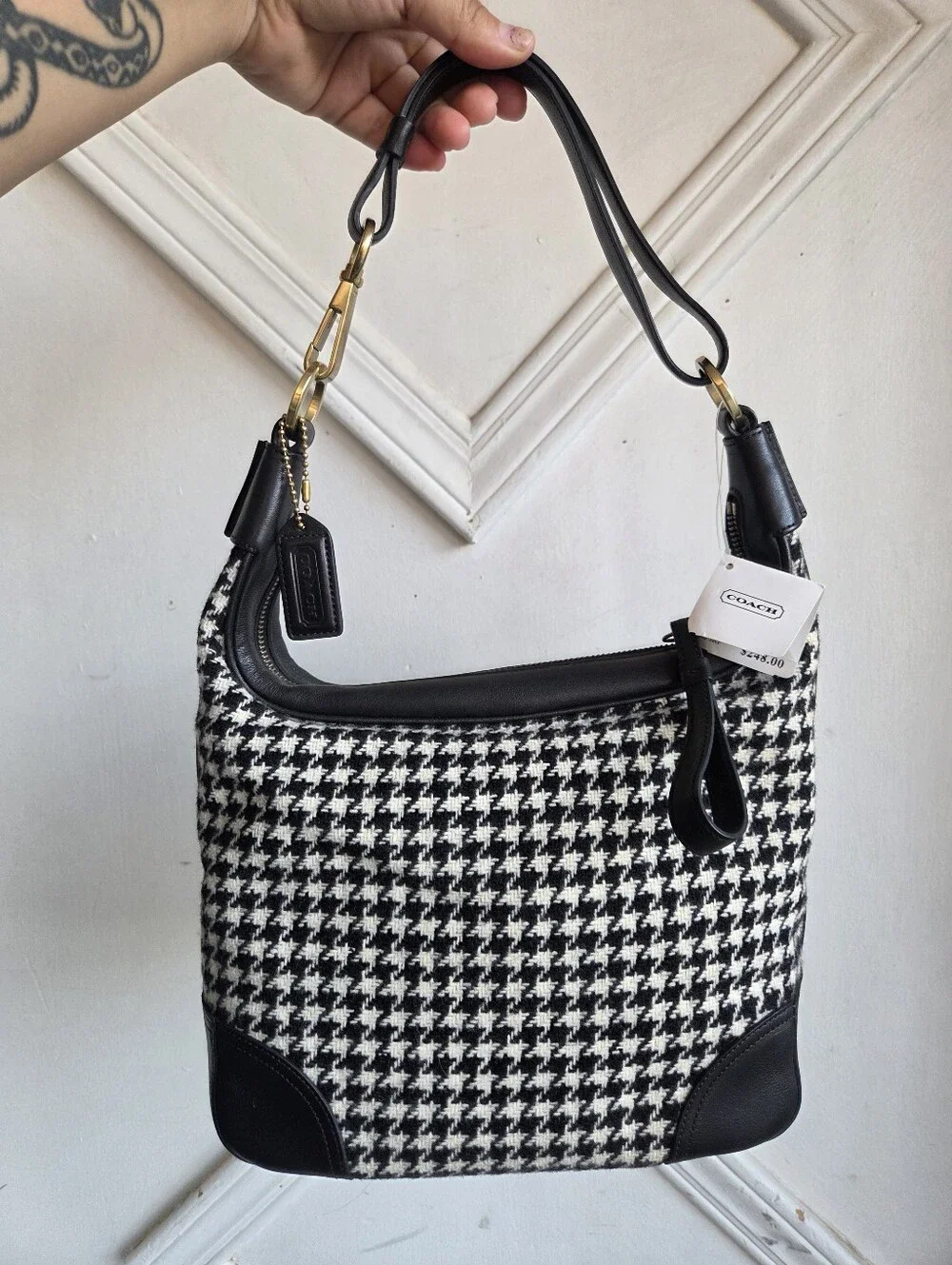 Vintage Coach Amanda Houndstooth Hobo 6954 NWT🤍🖤❤️
